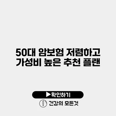 50대 암보험 저렴하고 가성비 높은 추천 플랜