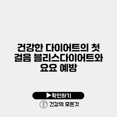 건강한 다이어트의 첫 걸음 블리스다이어트와 요요 예방