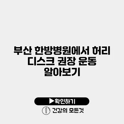 부산 한방병원에서 허리 디스크 권장 운동 알아보기