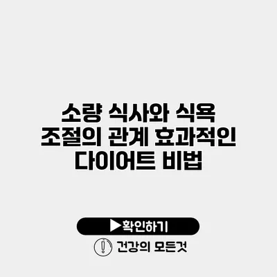 소량 식사와 식욕 조절의 관계 효과적인 다이어트 비법