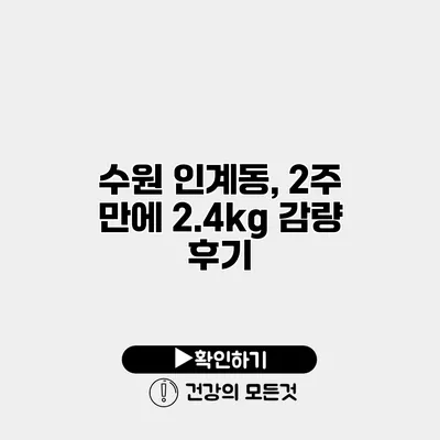 수원 인계동, 2주 만에 2.4kg 감량 후기