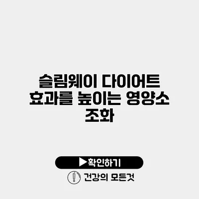 슬림웨이 다이어트 효과를 높이는 영양소 조화