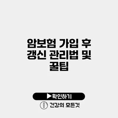 암보험 가입 후 갱신 관리법 및 꿀팁