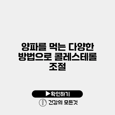 양파를 먹는 다양한 방법으로 콜레스테롤 조절