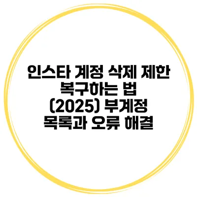 인스타 계정 삭제 제한 복구하는 법 (2025) 부계정 목록과 오류 해결
