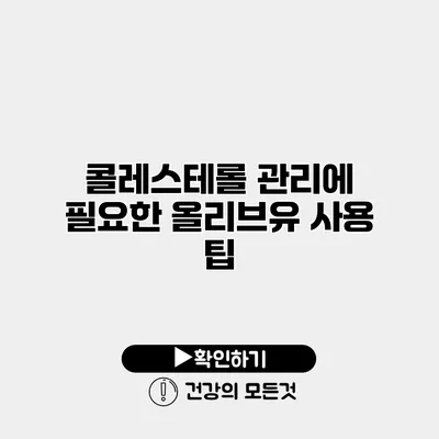 콜레스테롤 관리에 필요한 올리브유 사용 팁