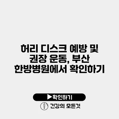 허리 디스크 예방 및 권장 운동, 부산 한방병원에서 확인하기