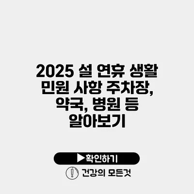 2025 설 연휴 생활 민원 사항 주차장, 약국, 병원 등 알아보기