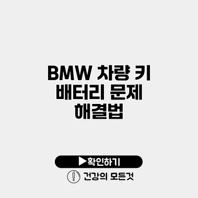 BMW 차량 키 배터리 문제 해결법