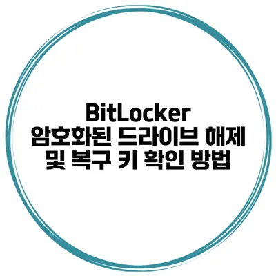 BitLocker 암호화된 드라이브 해제 및 복구 키 확인 방법