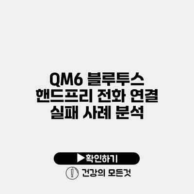 QM6 블루투스 핸드프리 전화 연결 실패 사례 분석