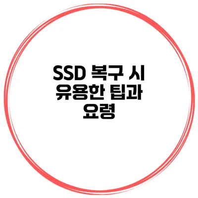 SSD 복구 시 유용한 팁과 요령
