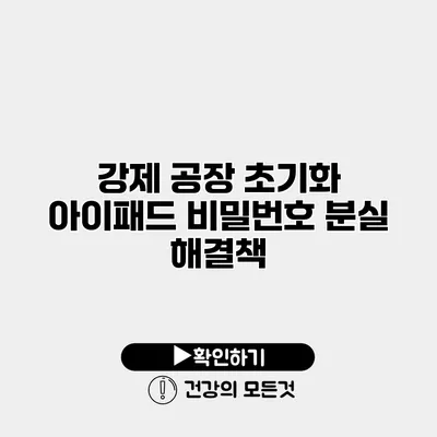 강제 공장 초기화 아이패드 비밀번호 분실 해결책