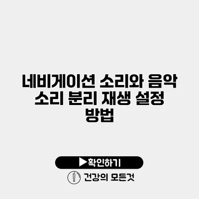 네비게이션 소리와 음악 소리 분리 재생 설정 방법