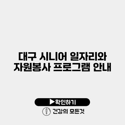대구 시니어 일자리와 자원봉사 프로그램 안내