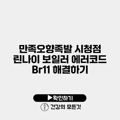 만족오향족발 시청점 린나이 보일러 에러코드 Br11 해결하기