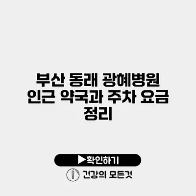 부산 동래 광혜병원 인근 약국과 주차 요금 정리