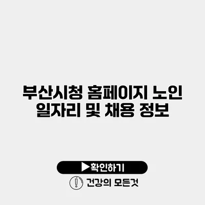부산시청 홈페이지 노인 일자리 및 채용 정보