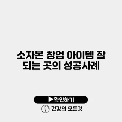 소자본 창업 아이템 잘 되는 곳의 성공사례