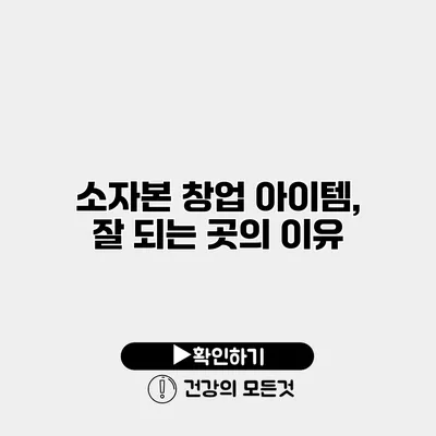소자본 창업 아이템, 잘 되는 곳의 이유