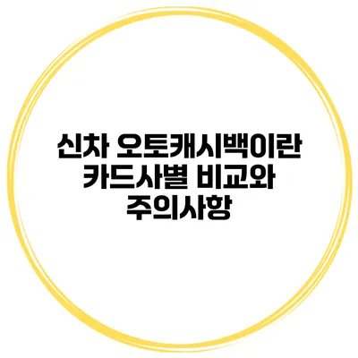 신차 오토캐시백이란? 카드사별 비교와 주의사항