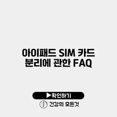 아이패드 SIM 카드 분리에 관한 FAQ