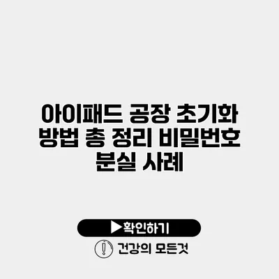 아이패드 공장 초기화 방법 총 정리 비밀번호 분실 사례