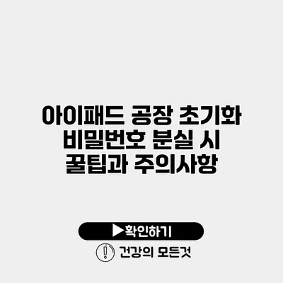 아이패드 공장 초기화 비밀번호 분실 시 꿀팁과 주의사항