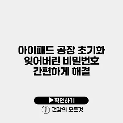 아이패드 공장 초기화 잊어버린 비밀번호 간편하게 해결