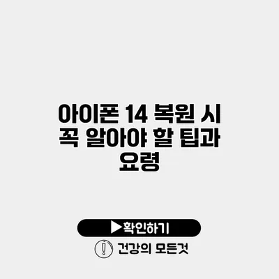 아이폰 14 복원 시 꼭 알아야 할 팁과 요령