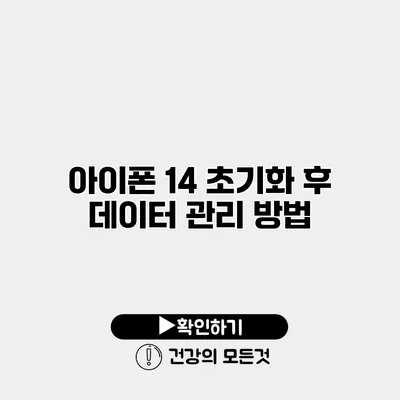 아이폰 14 초기화 후 데이터 관리 방법
