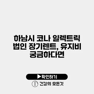 하남시 코나 일렉트릭 법인 장기렌트, 유지비 궁금하다면?